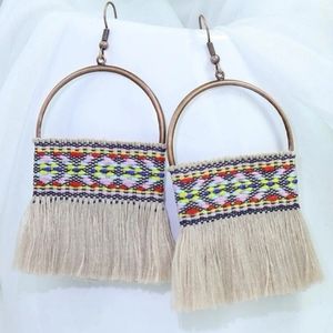 Boho Aztec Print Fringe Earrings
